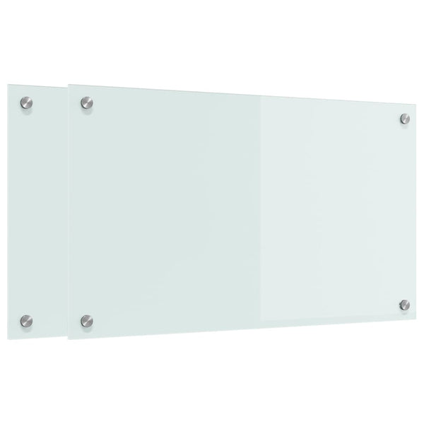 Küchenrückwand 2er Set Weiß Glas 70x40cm