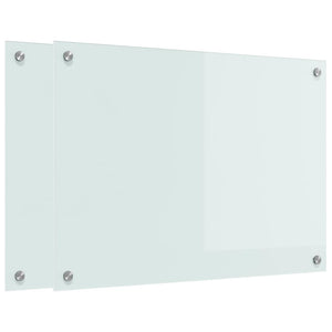 Küchenrückwand 2er Set Weiß Glas 70x50cm