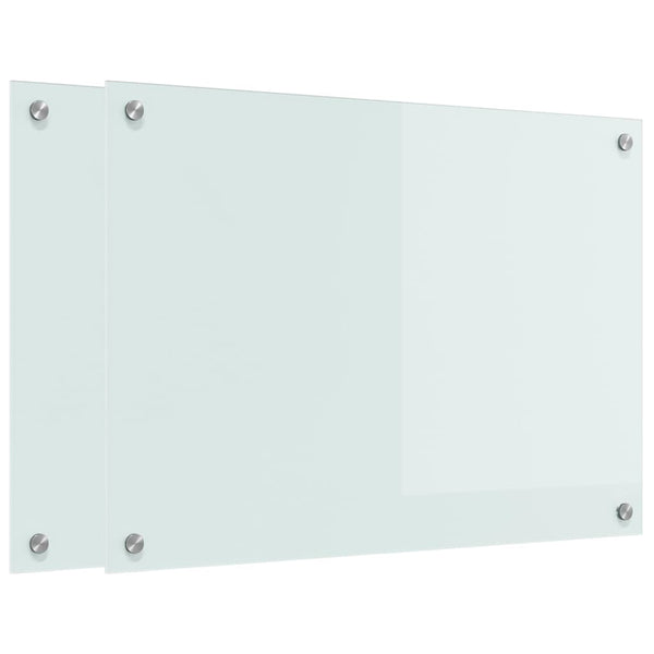 Küchenrückwand 2er Set Weiß Glas 70x50cm