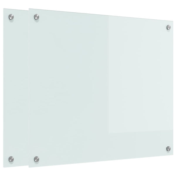 Küchenrückwand 2er Set Weiß Glas 70x60cm