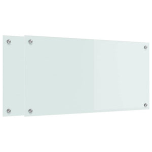 Küchenrückwand 2er Set Weiß Glas 80x40cm