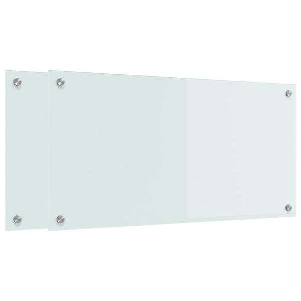 Küchenrückwand 2er Set Weiß Glas 80x40cm