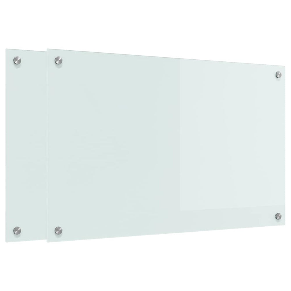 Küchenrückwand 2er Set Weiß Glas 80x50cm
