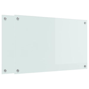 Küchenrückwand 2er Set Weiß Glas 80x50cm