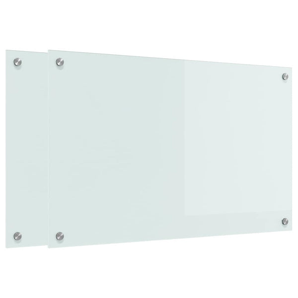 Küchenrückwand 2er Set Weiß Glas 80x50cm
