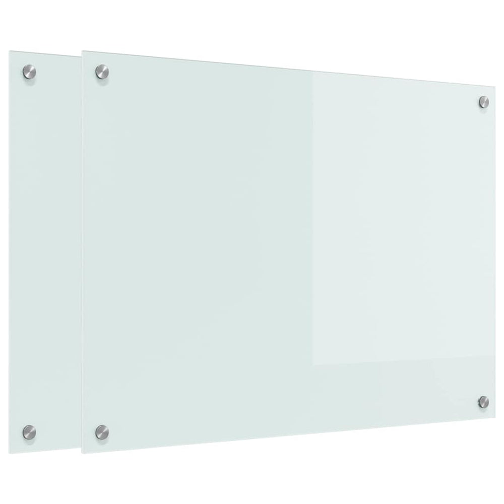 Küchenrückwand 2er Set Weiß Glas 80x60cm