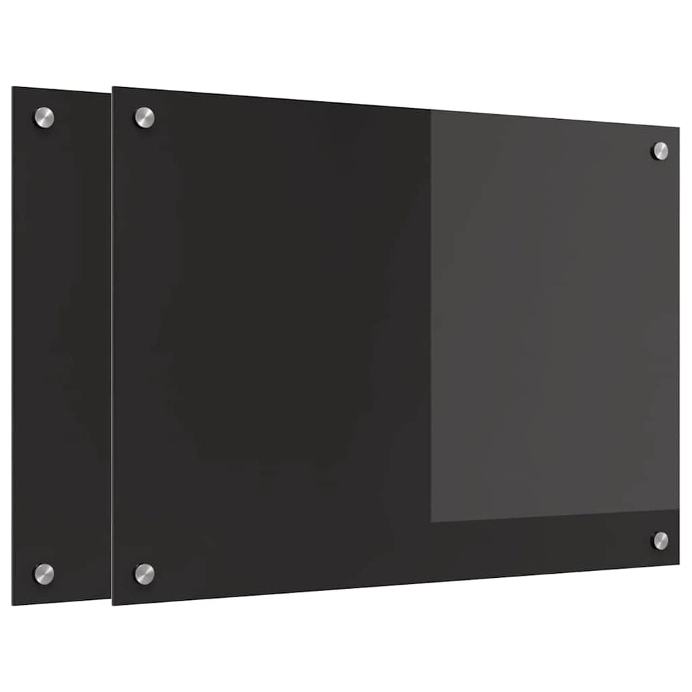 Schwarze Küchenrückwand aus Glas, 2er-Set