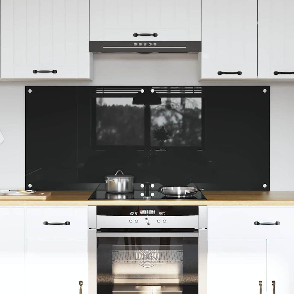 Küchenrückwand Schwarz Glas 70x60cm 2er Set