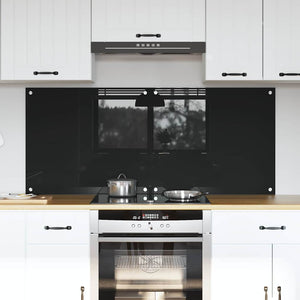 Küchenrückwand Schwarz Glas 70x60cm 2er Set