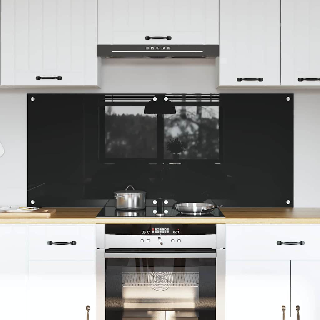 Küchenrückwand Schwarz Glas 70x60cm 2er Set