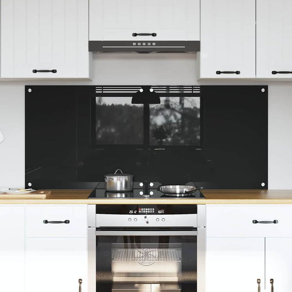 Küchenrückwand Schwarz Glas 70x60cm 2er Set