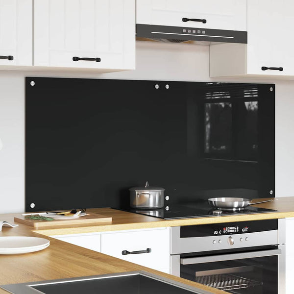 Küchenrückwand Schwarz Glas 70x60cm 2er Set