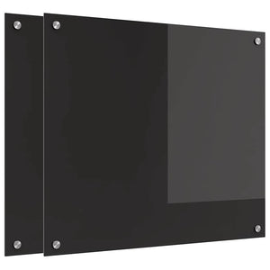 Küchenrückwand Schwarz Glas 70x60cm 2er Set