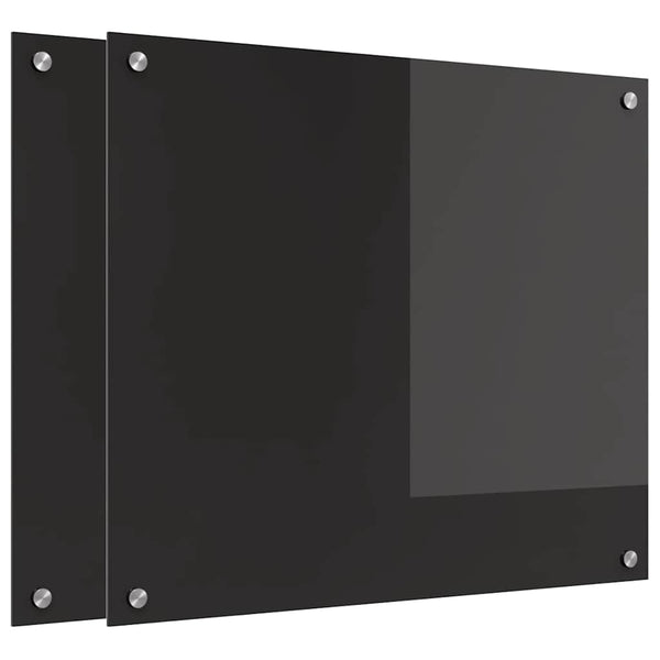 Küchenrückwand Schwarz Glas 70x60cm 2er Set