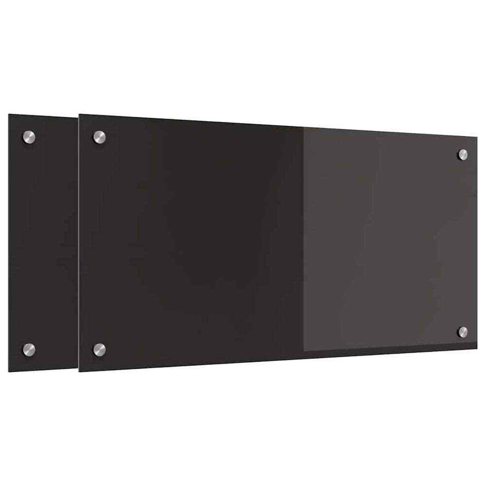 Schwarze Küchenrückwand aus Glas, 2er-Set