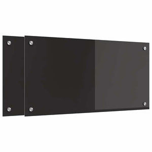 Schwarze Küchenrückwand aus Glas, 2er-Set