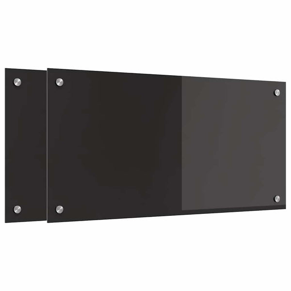 Schwarze Küchenrückwand aus Glas, 2er-Set