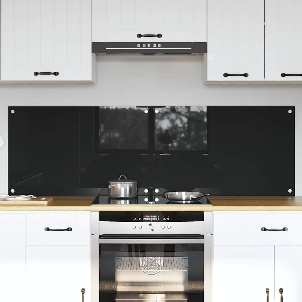 Küchenrückwand Schwarz Glas 80x50cm 2er Set