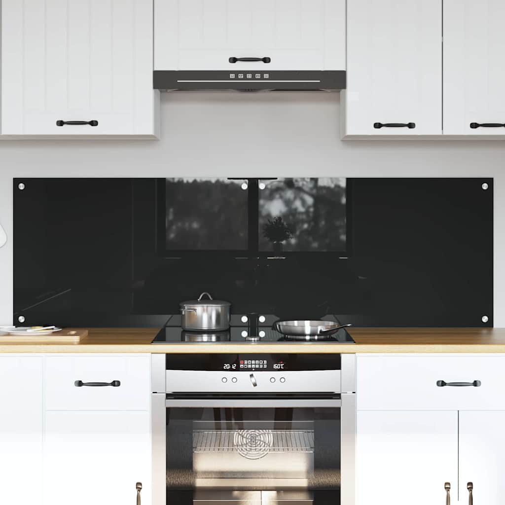Küchenrückwand Schwarz Glas 80x50cm 2er Set