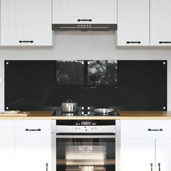 Küchenrückwand Schwarz Glas 80x50cm 2er Set