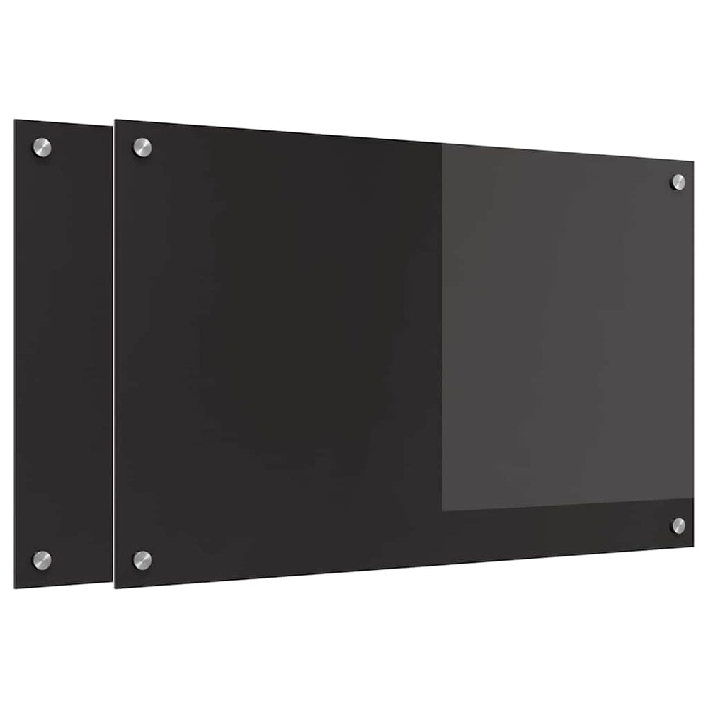 Küchenrückwand Schwarz Glas 80x50cm 2er Set
