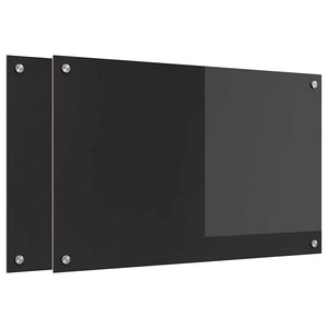 Küchenrückwand Schwarz Glas 80x50cm 2er Set