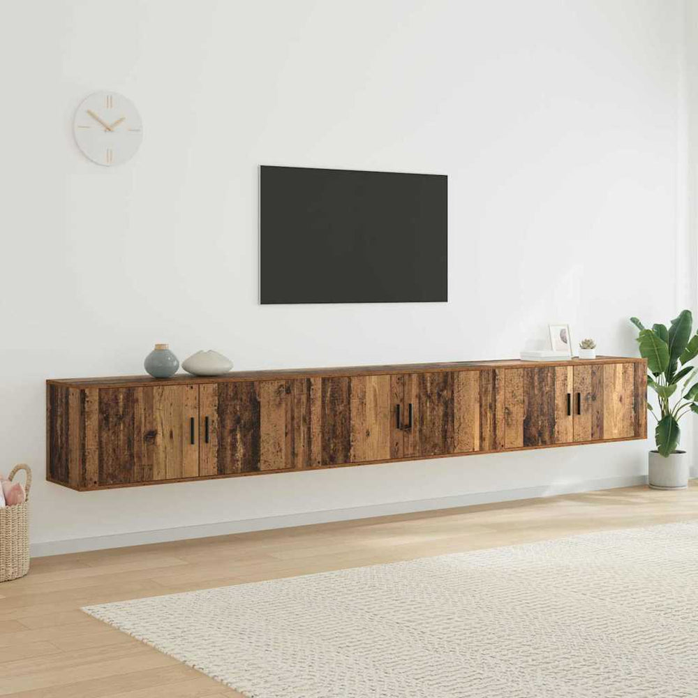 Wand-TV-Schrank Set, 3-teilig, Altholz