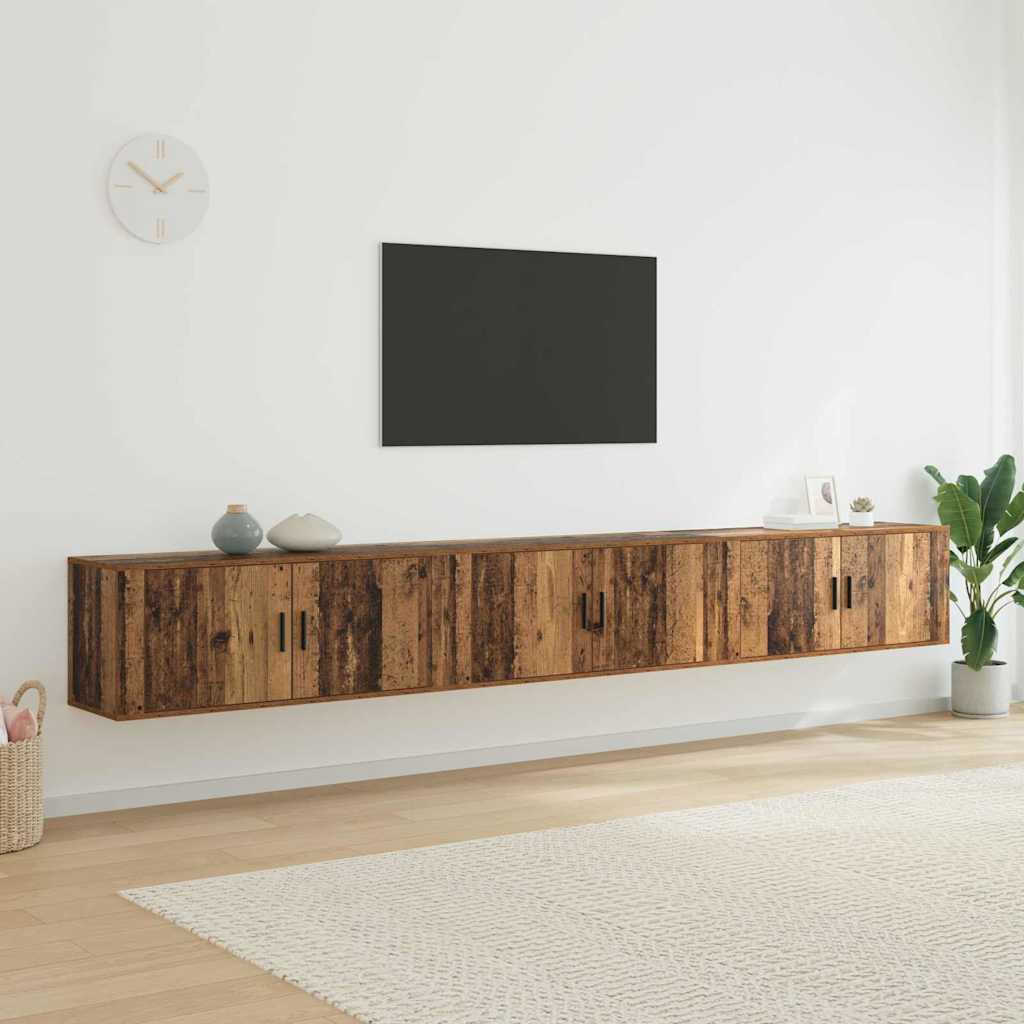 Wand-TV-Schrank Set, 3-teilig, Altholz