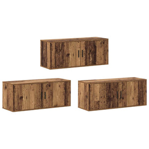 Wand-TV-Schrank Set, 3-teilig, Altholz