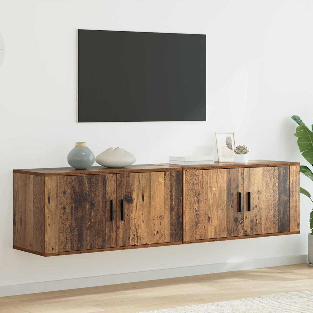 vidaXL Meuble TV mural, 2 pcs, bois de récupération, 80 x 34,5 x 40 cm