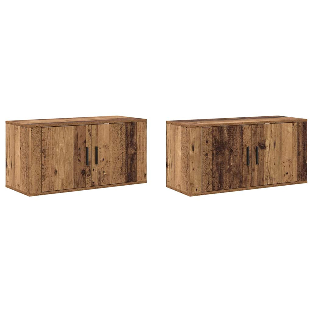 vidaXL Meuble TV mural, 2 pcs, bois de récupération, 80 x 34,5 x 40 cm