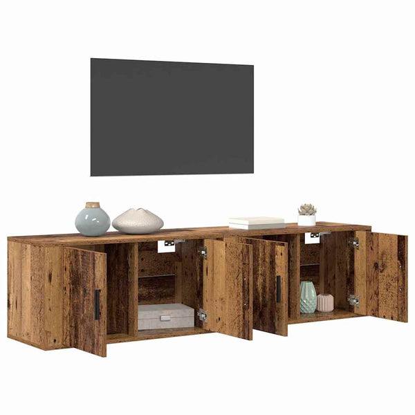 Wand-TV-Schrank Set, Altholz, 2-teilig