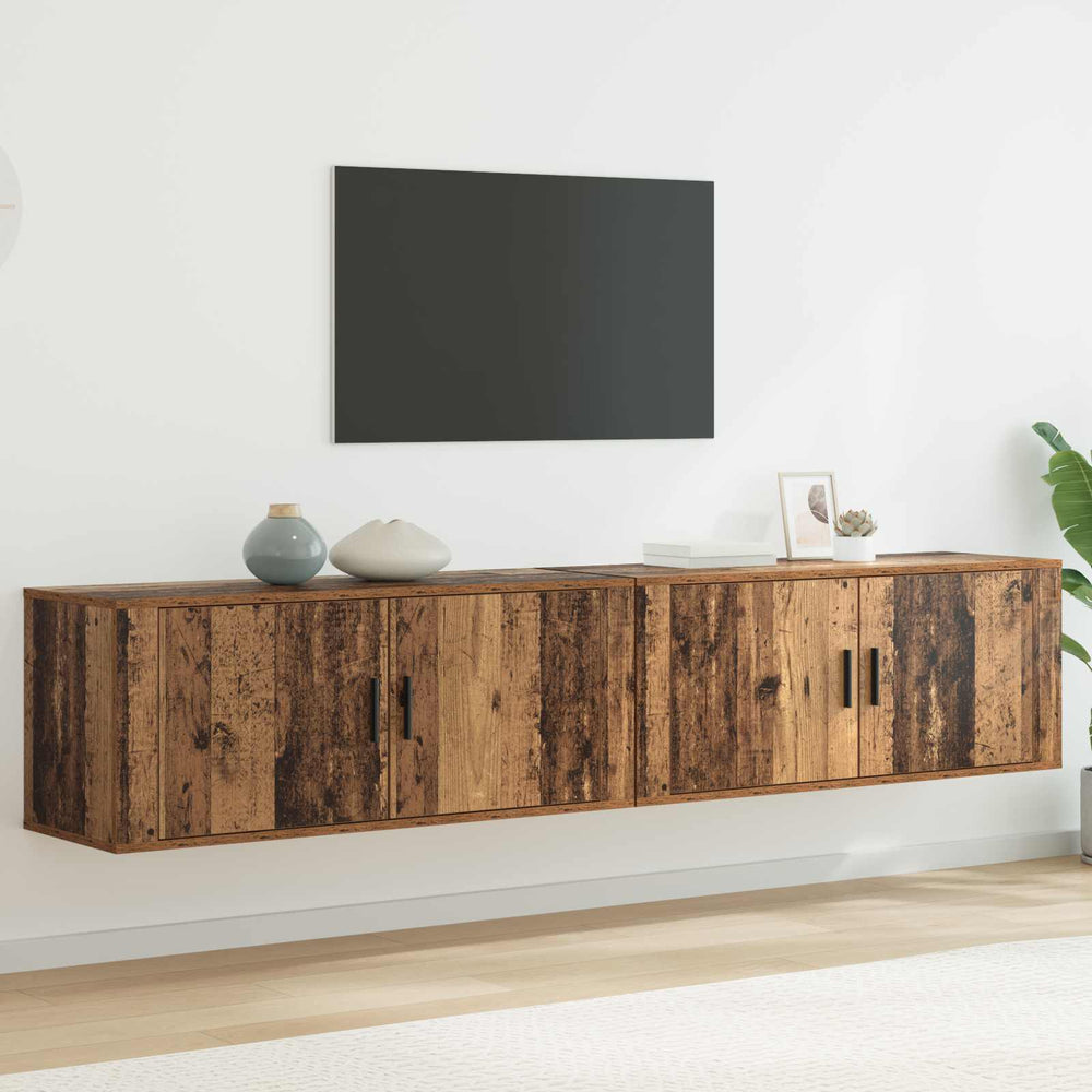 Wand-TV-Schrank Set, Altholz, 2-teilig