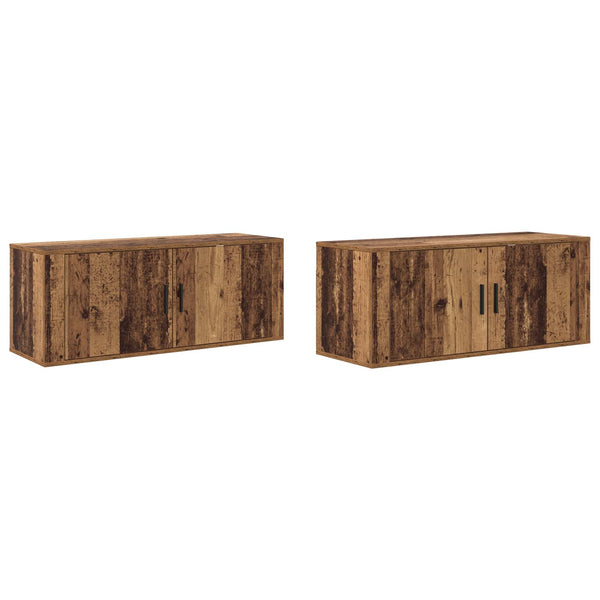 Wand-TV-Schrank Set, Altholz, 2-teilig