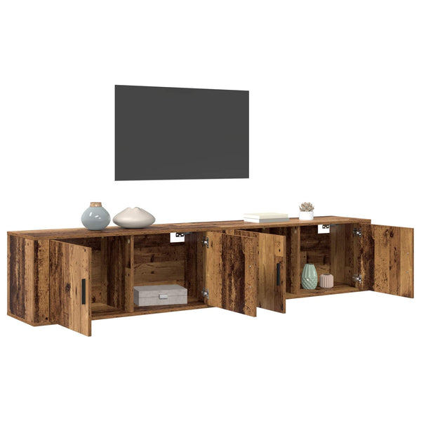 Wand-TV-Schrank Set, Altholz, 2-teilig