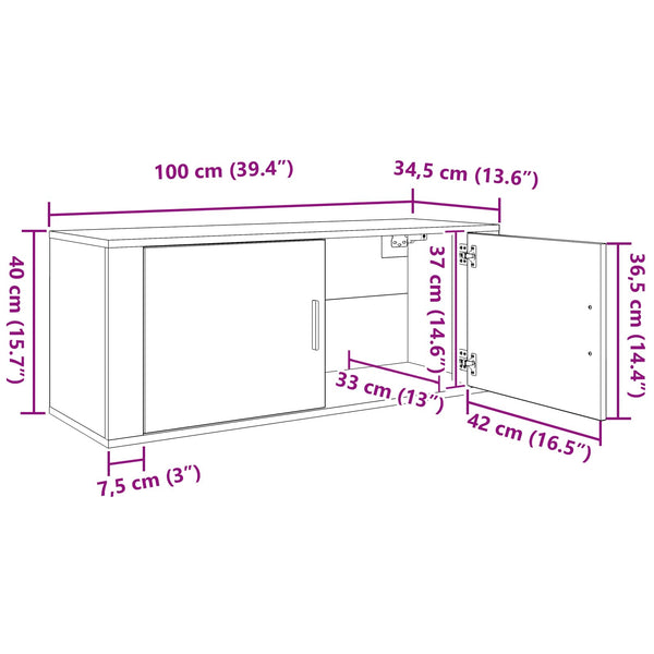 Wand-TV-Schrank Set, Altholz, 2-teilig