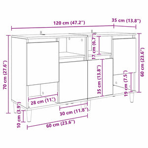 Sideboards 2er-Set Artisan Eiche 60x35x70cm