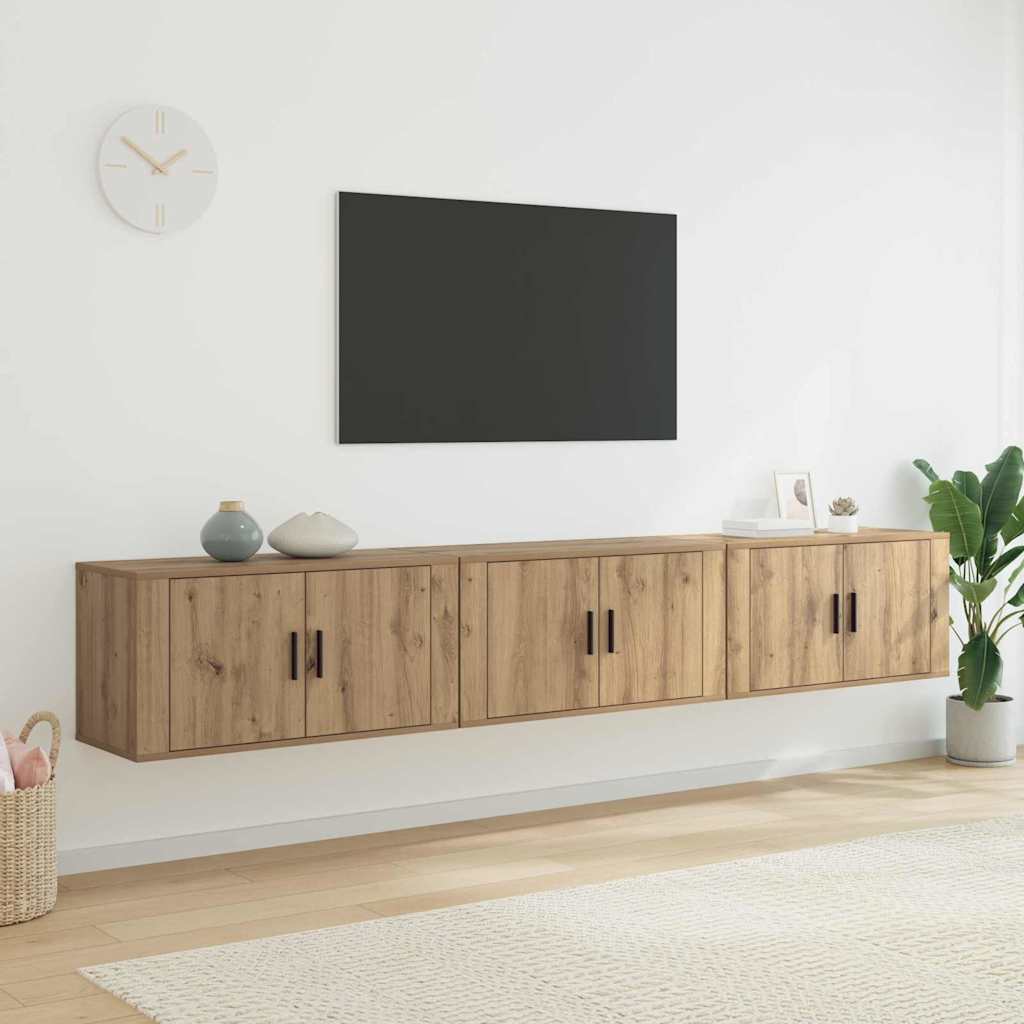 Wand-TV-Schrank Set Eiche 3-teilig