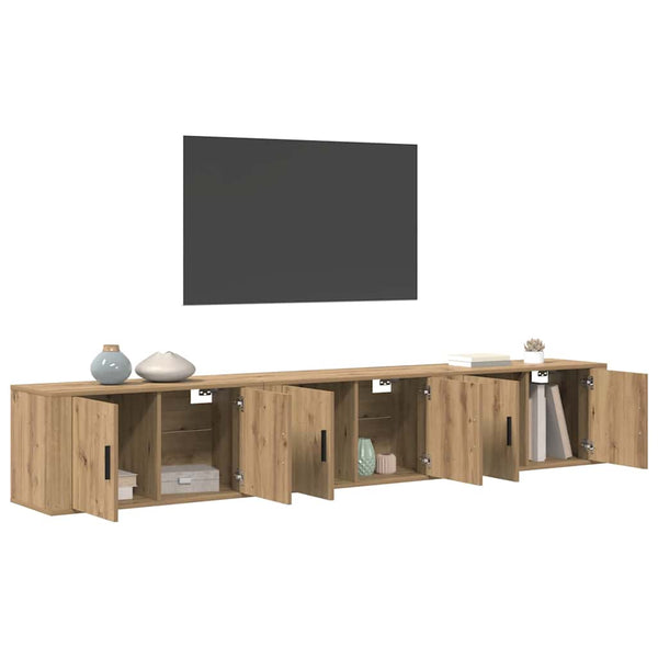 Wand-TV-Schrank Set Eiche 3-teilig