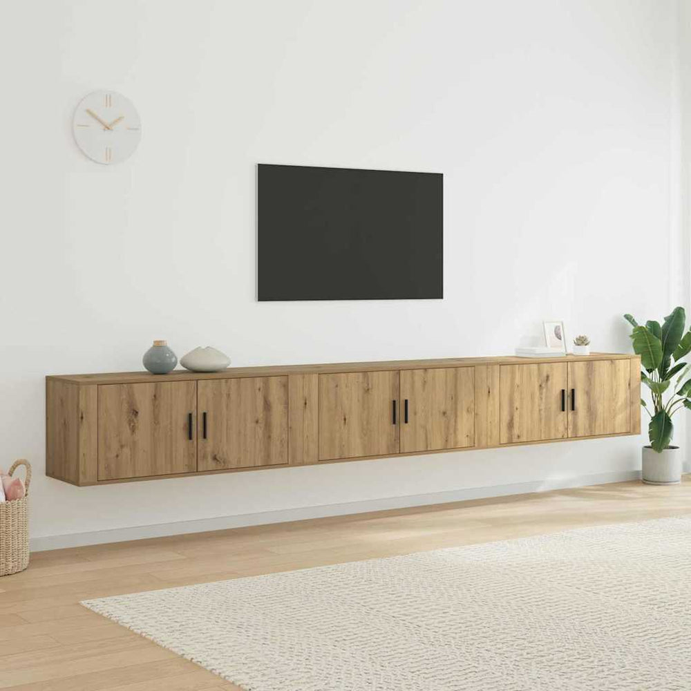Wand-TV-Schrank Set Eiche 3-teilig