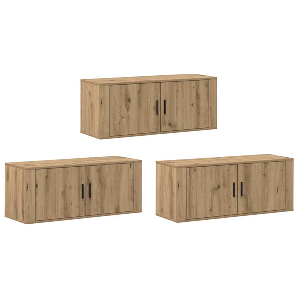 Wand-TV-Schrank Set Eiche 3-teilig