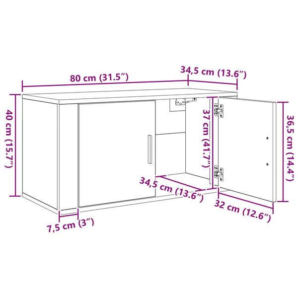 Wand TV-Schrank Set Artisan-Eiche