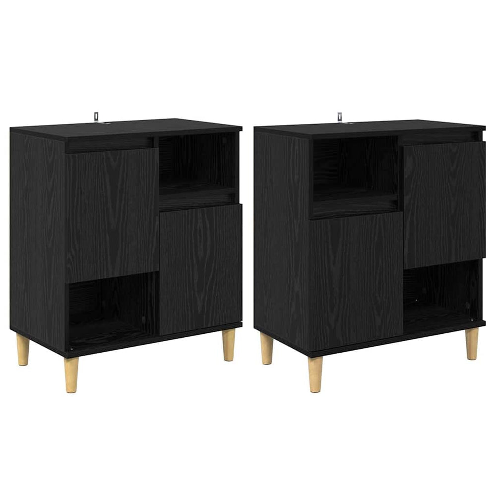 Sideboards 2er Set Schwarz Eichenoptik
