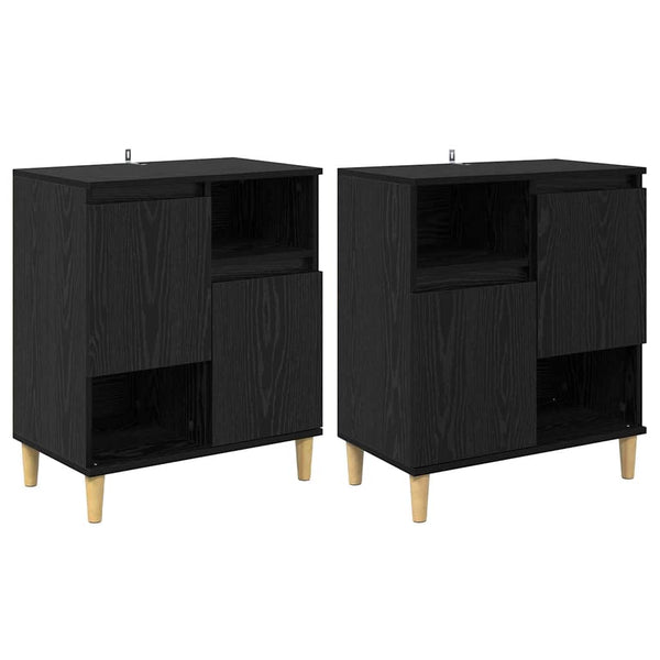 Sideboards 2er Set Schwarz Eichenoptik
