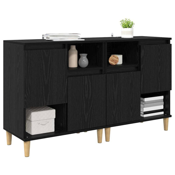 Sideboards 2er Set Schwarz Eichenoptik