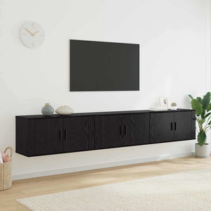 Wand TV-Schrank Set Schwarz Eiche