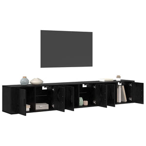 Wand TV-Schrank Set Schwarz Eiche