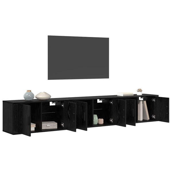 Wand TV-Schrank Set Schwarz Eiche