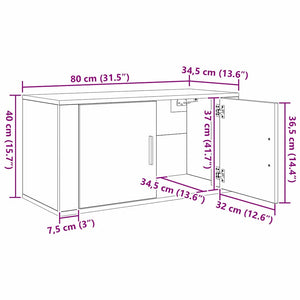 Wand TV-Schrank Set Schwarz Eiche