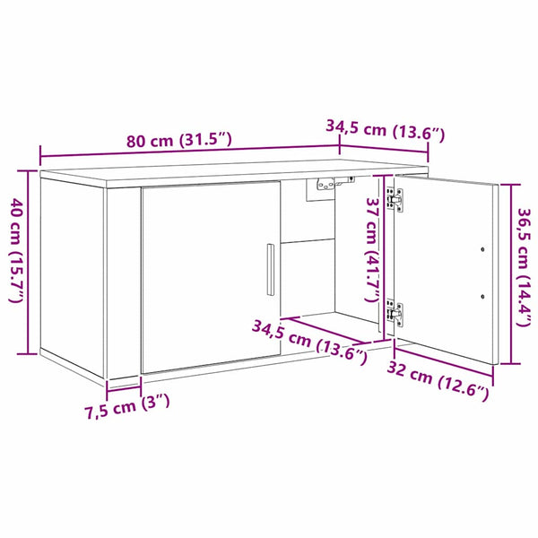 Wand TV-Schrank Set Schwarz Eiche